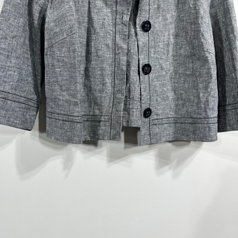 Steilmann Linen Cotton Cropped Jacket 3/4 Sleeve Womens 12 Lagenlook Old Money - Picture 2 of 11